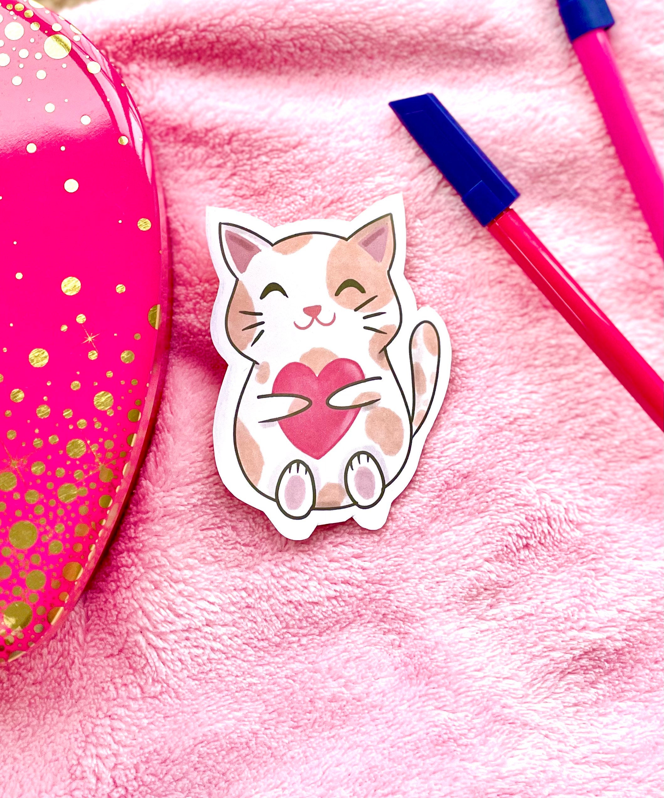 Amor gato pegatina // lindo gato pegatina // kawaii gato Etsy