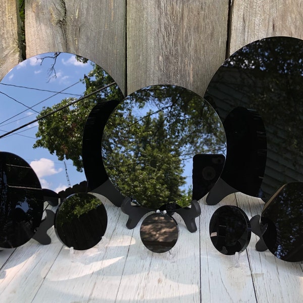 Obsidian Mirror Plate Stone Crystal Scrying Mirror