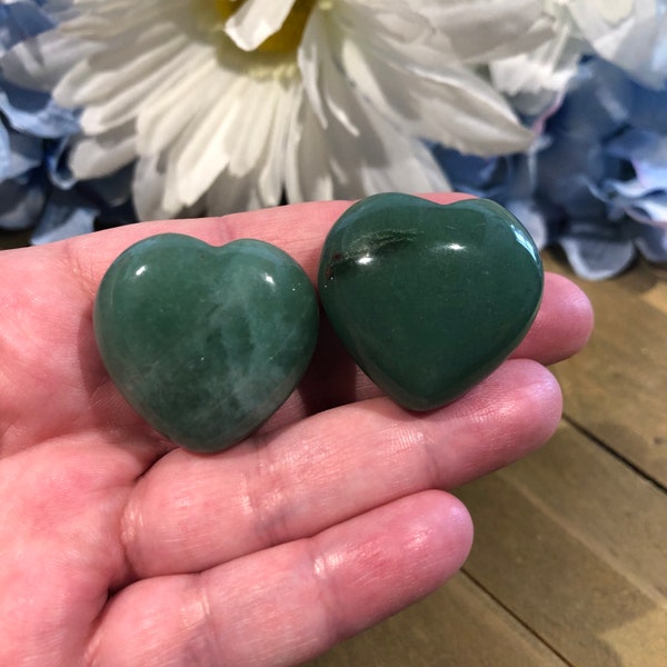 Green Aventurine Puffy Crystal Heart Shaped Stone