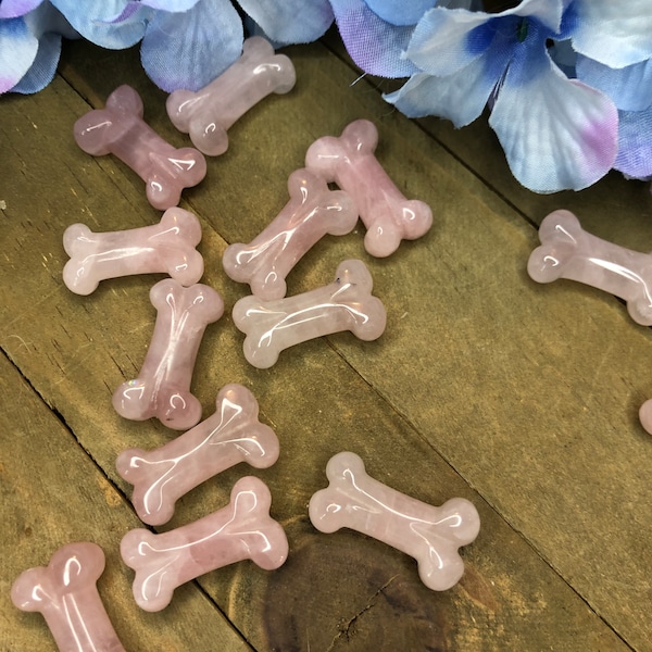 Rose Quartz Dog Bone Crystal Stone Bone 1 inch