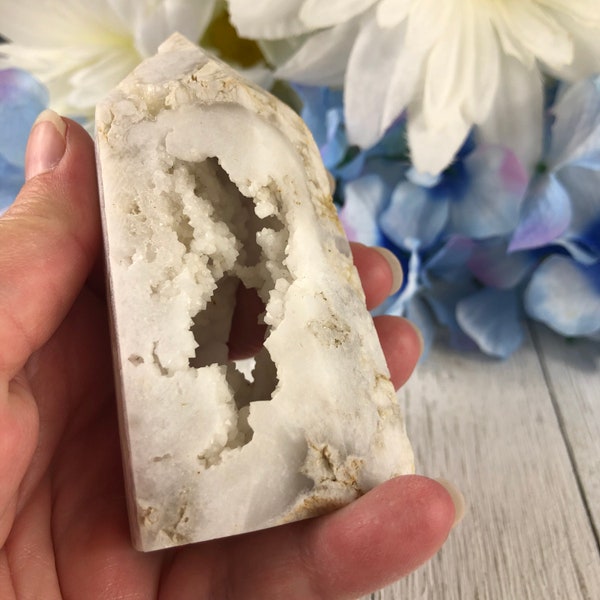 White Agate Druzy Tower Point #2