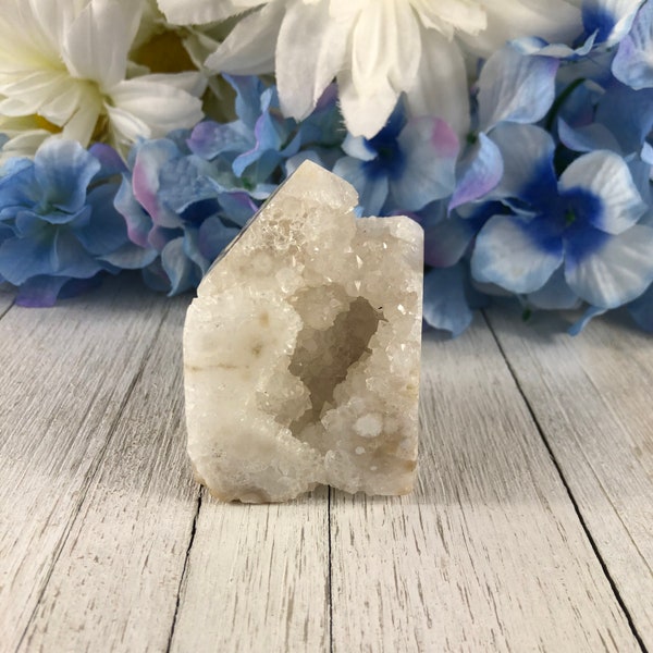 White Agate Druzy Tower Point #4