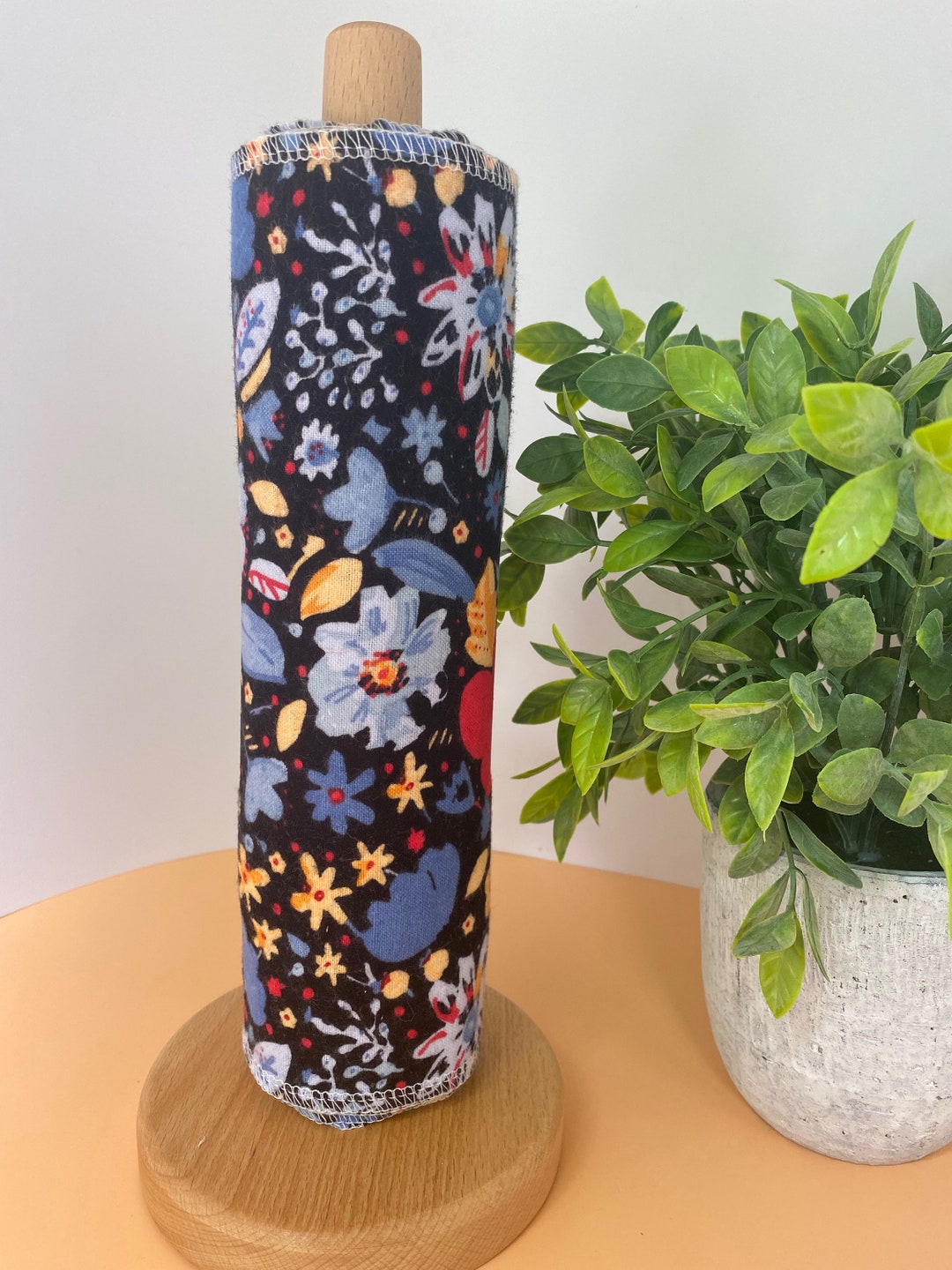 12 Reusable Cotton Paper Towels Black Floral Print Paperless Etsy