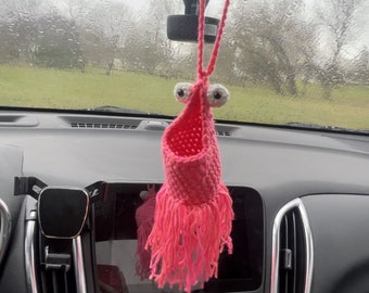 Yip Yip Mirror hanging Crochet PDF Car Accessories Mirror Decor Alien Pattern Martian Car Hanger Plushie Animals