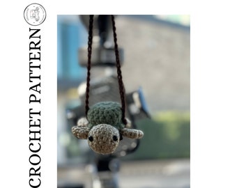 Simple Cute Crochet amigurumi plushie swinging turtle sea creature car mirror hanging accessories diy gift ideas crochet car accessory