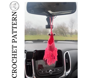 Yip Yip Mirror hanging Crochet PDF Car Accessories Mirror Decor Alien Pattern Martian Car Plant Hanger Plushie