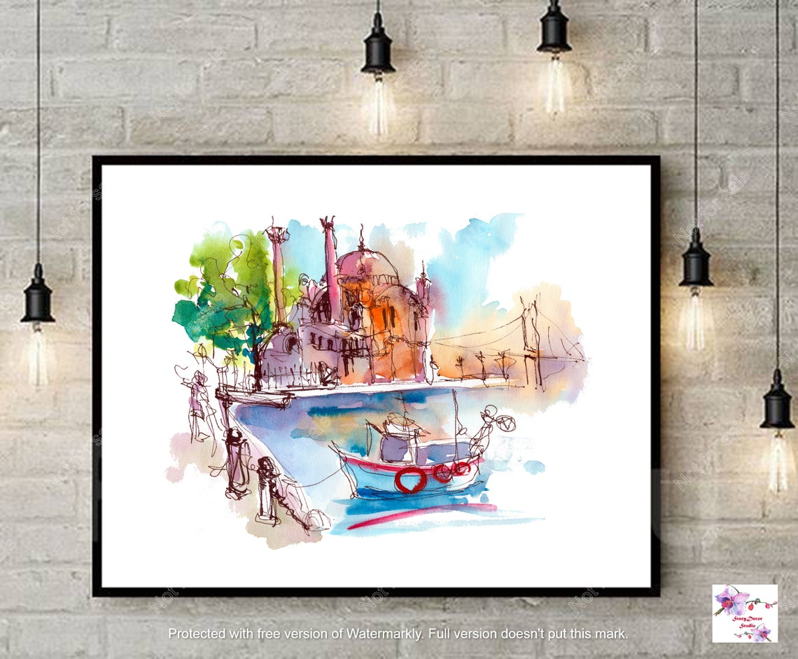 Printable wall art Istanbul Islamic wall art One line art Etsy