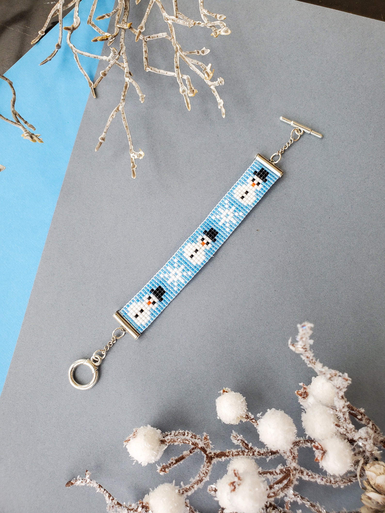 Snowman Beaded Bracelet Etsy