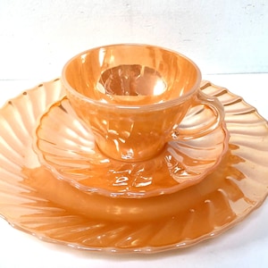Anchor Hocking Fire-King Peach. Frühstücksset Vintage sechziger Jahre