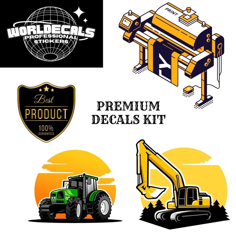 Kit completo de calcomanías profesionales para tractor John Deere 6120, image size:1000x1000