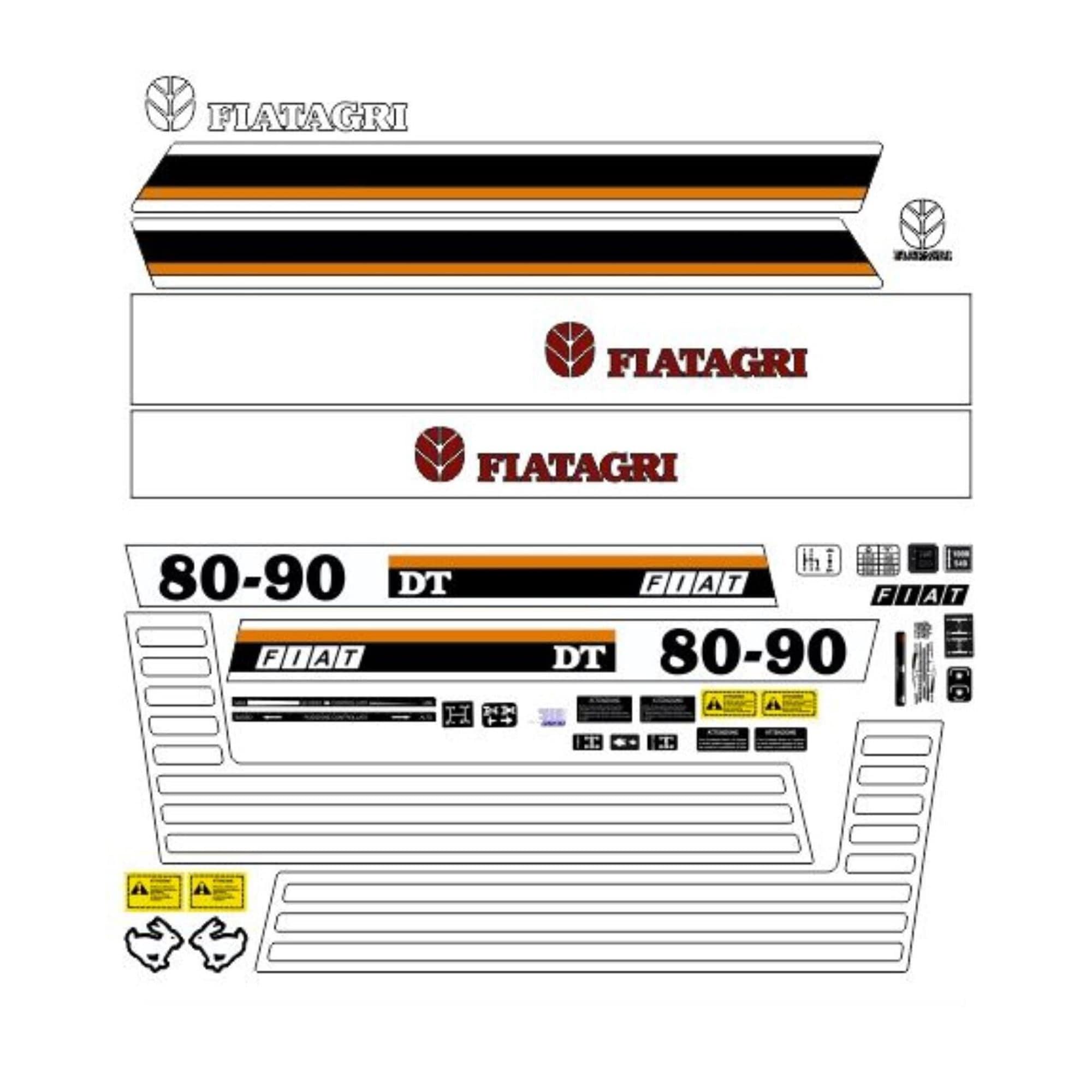 Autocollants Décalcomanies Pour Tracteur Fiatagri 80-90 DT - Stickers Cabine Et Carrosserie - Neuf Italie
