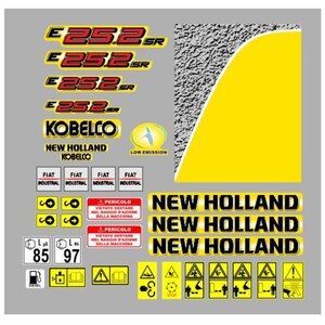 Kit Adesivi Per New Holland E25.2 SR Fiat Kobelco Decalcomanie Professionali Complete