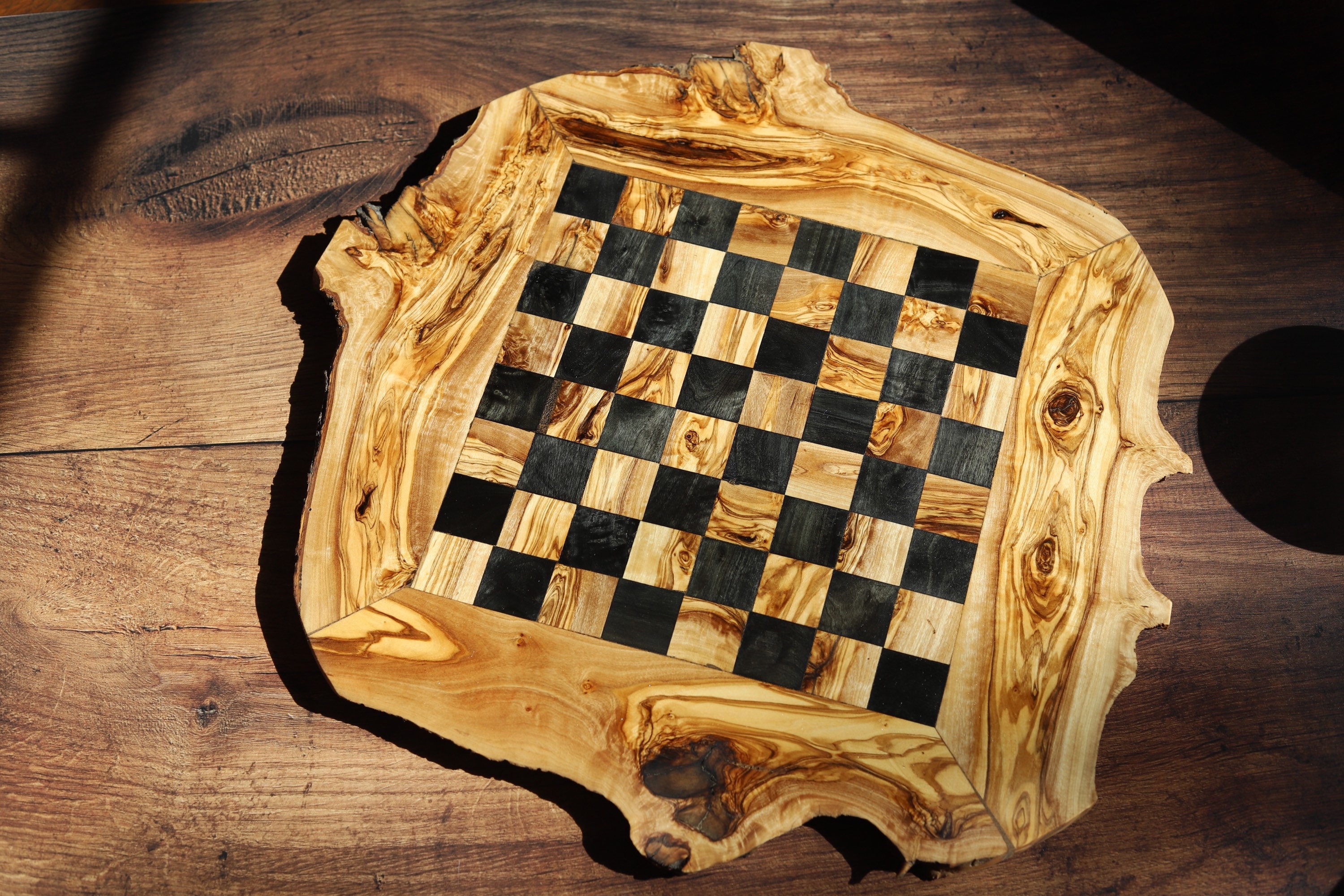 Handmade Olive Wood Rustic Chess Board Set Etsy