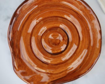 Glazed Ceramic Cooking Spoon Rest Orange