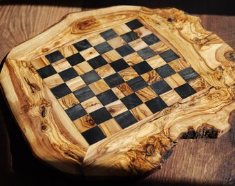 Handmade Olive Wood Rustic Chess Board (board only)