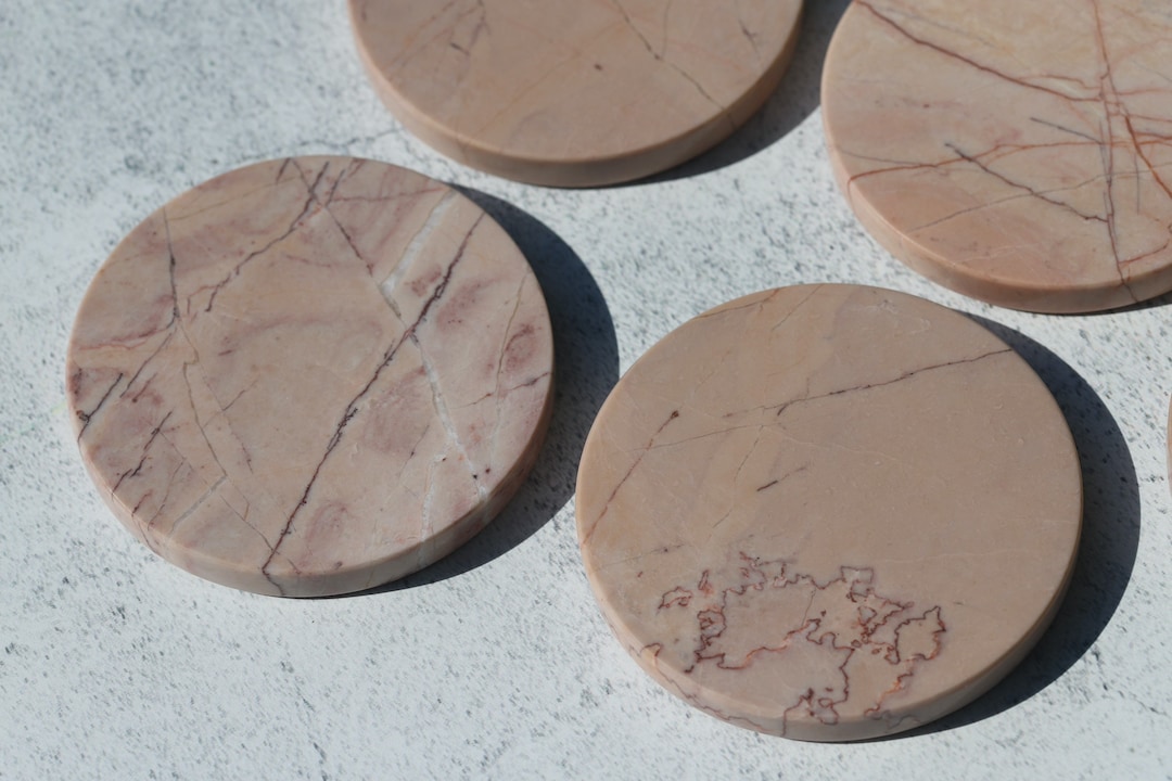 Cream Pink Marble Coasters - Etsy