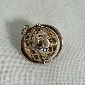 Vintage 9ct Yellow Gold Spinning Globe Charm Pendant, Hallmark London 1981