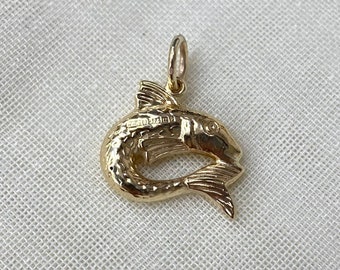 Vintage 1960s 333 Gold Fisch Anhänger