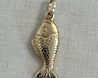 9 Karat Gelbgold Fisch Charm Anhänger