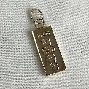 Vintage 9ct Yellow Gold Ingot Pendant, Hallmark Birmingham 1977