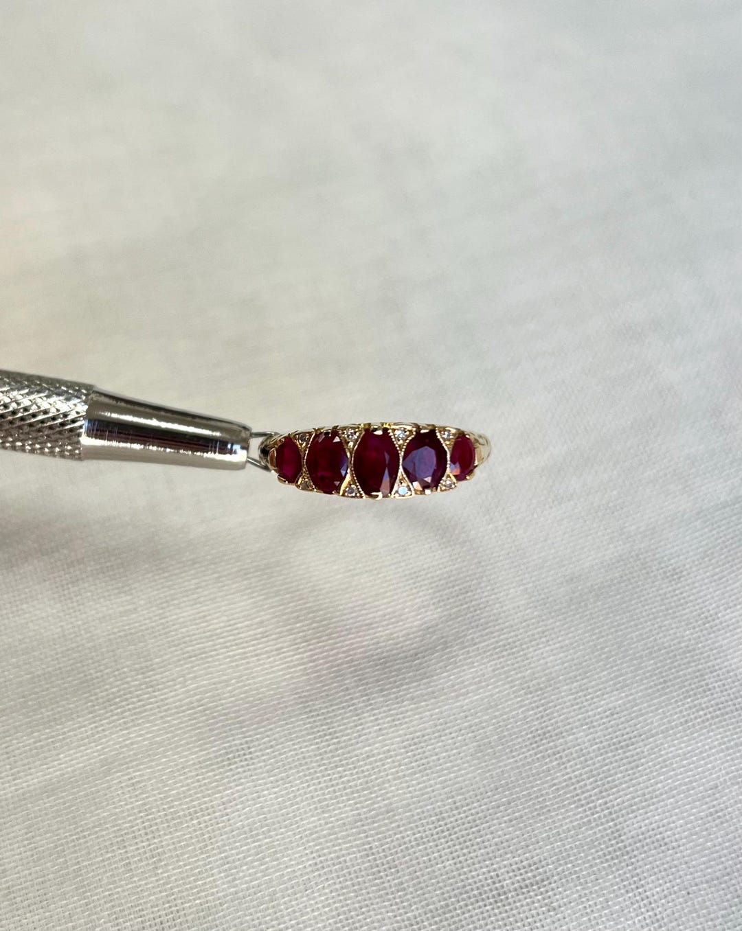 Vintage 18ct Yellow Gold Ruby & Diamond Boat Shape Ring, Circa 2004 - Etsy