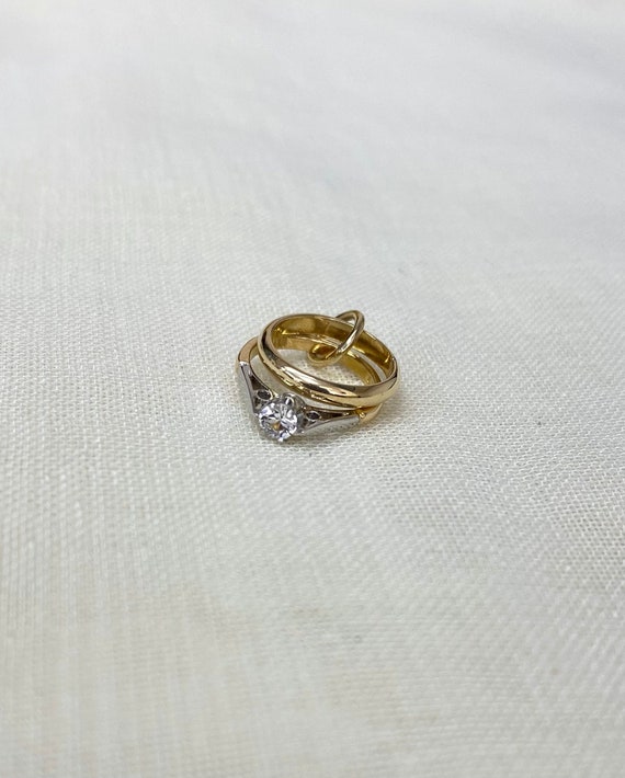 9ct Gold 2 Tiny Rings Charm Pendant - Etsy Finland