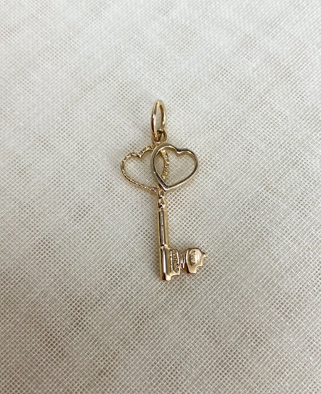 9ct Yellow Gold Double Heart Key Pendant, Key to My Heart - Etsy