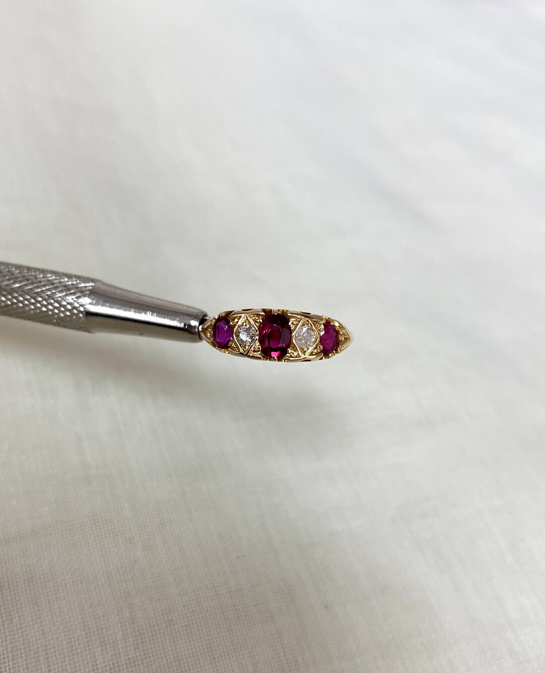 Vintage Ruby & Diamond 18ct Gold Boat Shaped Ring - Etsy