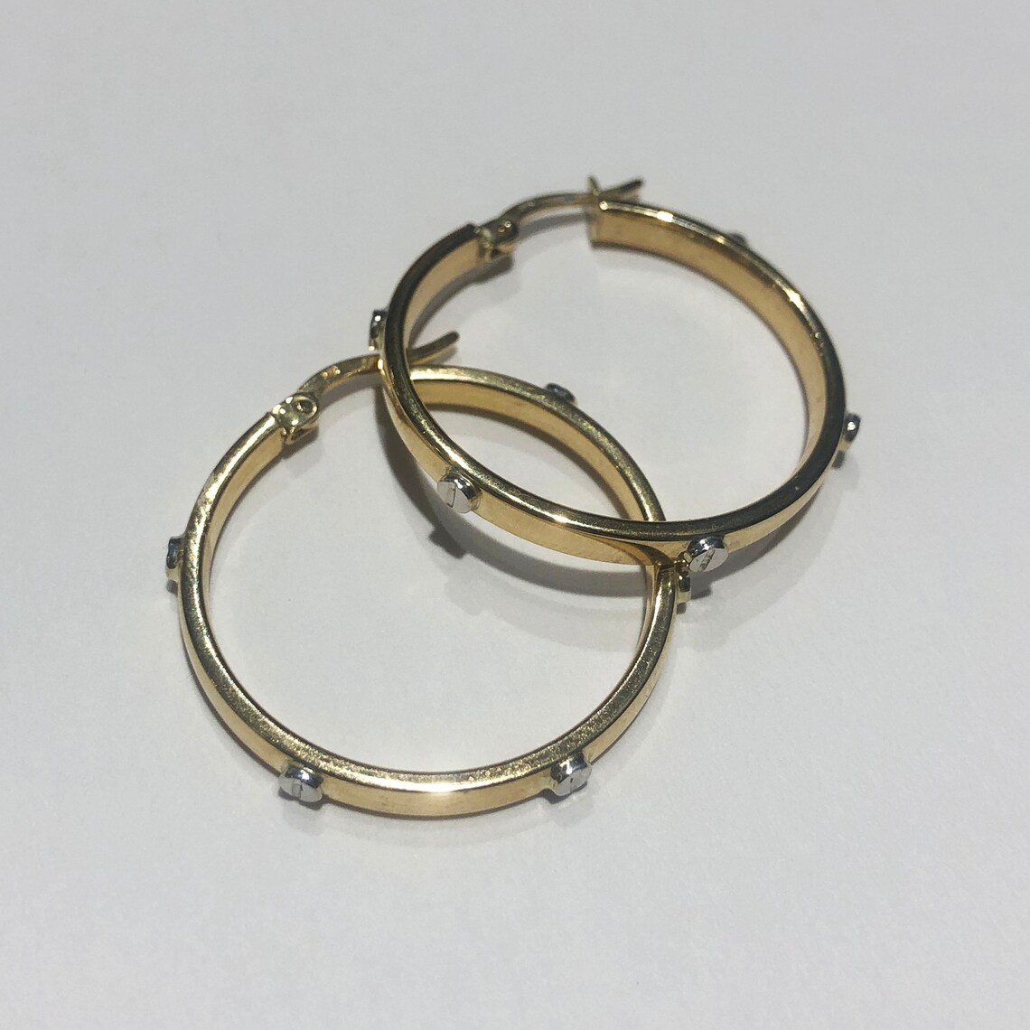 9ct Gold Screw Detail Hoop Earrings Cartier Style Earrings Etsy