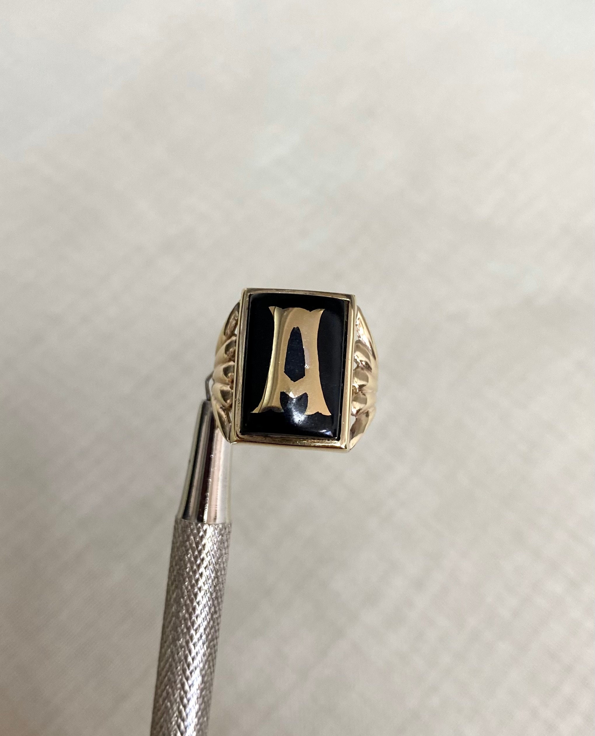 Orisun, Gold-Tone Black Onyx Signet Ring, In stock!