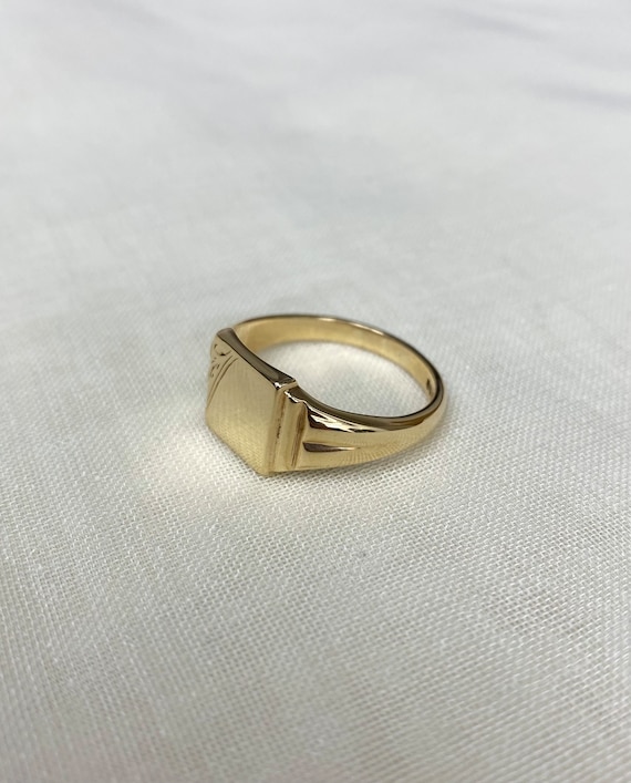 Vintage 9ct Gold Square Signet Ring, Hallmark Birmingham