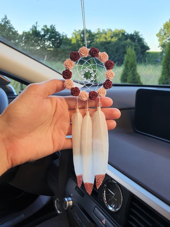 Car Accessories for Teens, Car Dream Catcher, Teen Girl Car Accessories,  Rear View Mirror, Crimson Dream Catcher, Feather Car Charm,rv Decor 