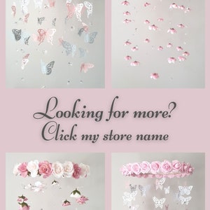 Cherry Blossom Mobile, Crystal and Flower Mobile, Sakura Mobile, Pink Flower Mobile, Flower Baby Mobile, Mobile Cherry Blossom,Floral Mobile image 5