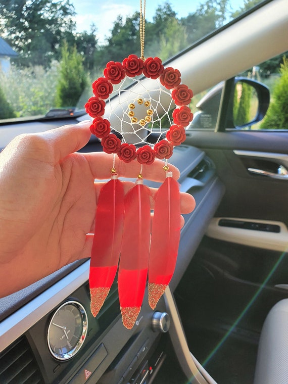 Rotes Auto Zubehör, Roter Auto Charm, Traumfänger für Auto, Mini  Dreamcatcher, Auto Interieur Zubehör, Rotes Auto Dekor, Jeep Zubehör -  .de