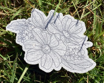 Floral line art sticker - Glitter - Cottage core