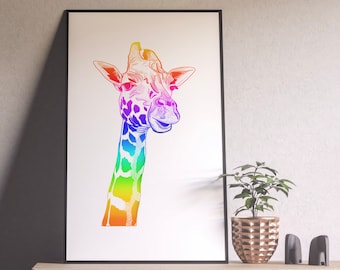 Rainbow giraffe Print
