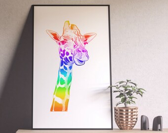 Rainbow giraffe Print