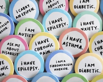 Hidden Disability Awareness Badges: Asthma, Deaf, Hypermobility, Chronic pain and more