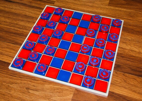Red and Blue Complete Checkers Set - Etsy
