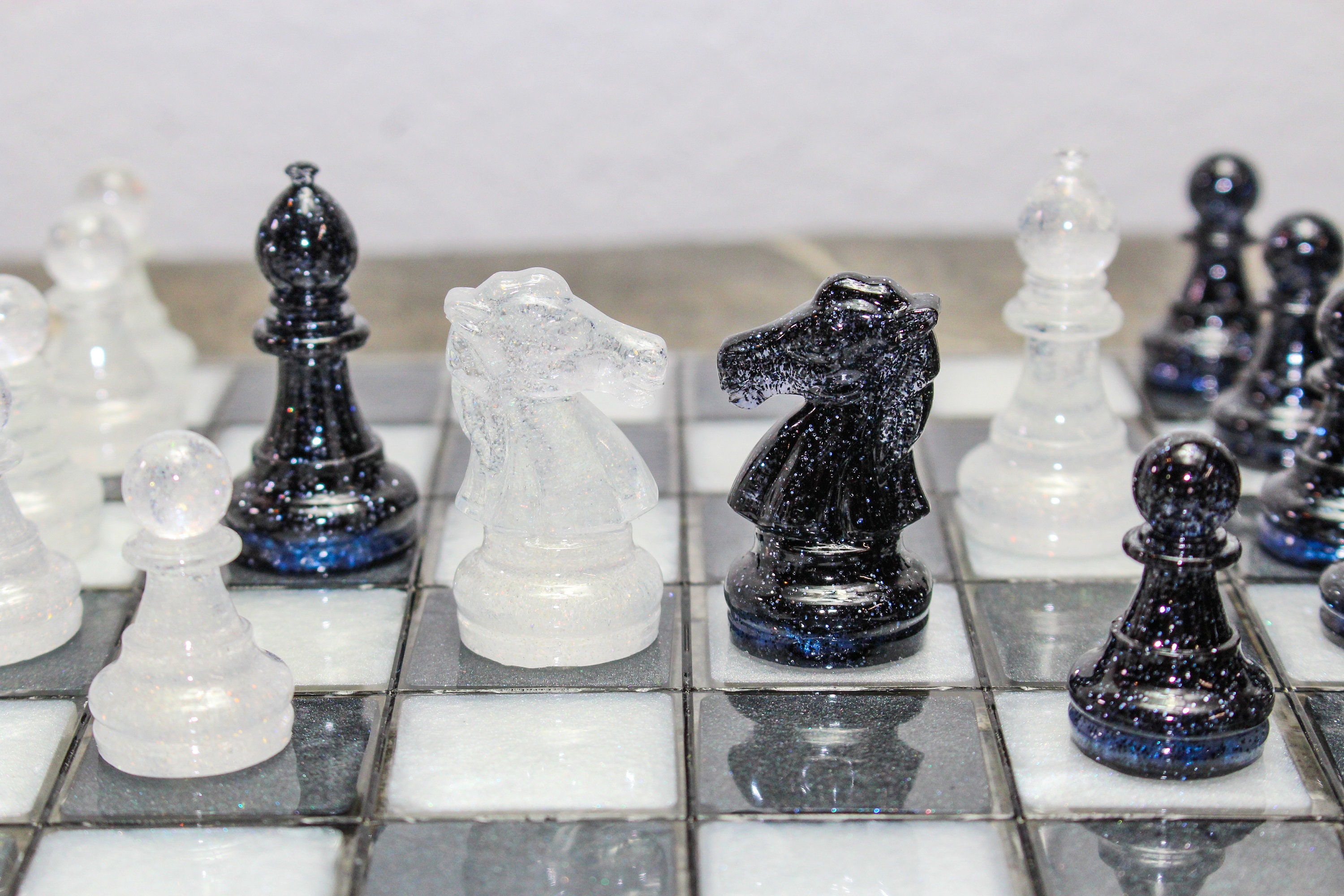 Luxury Unique Chess Set, Handmade Murano Glass Chess Board and