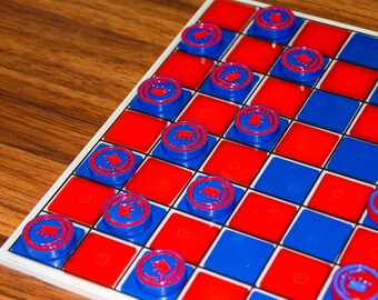 Red and Blue Complete Checkers Set - Etsy