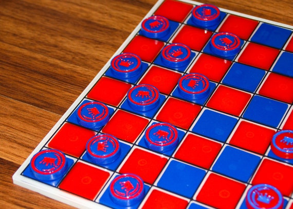 Red and Blue Complete Checkers Set - Etsy