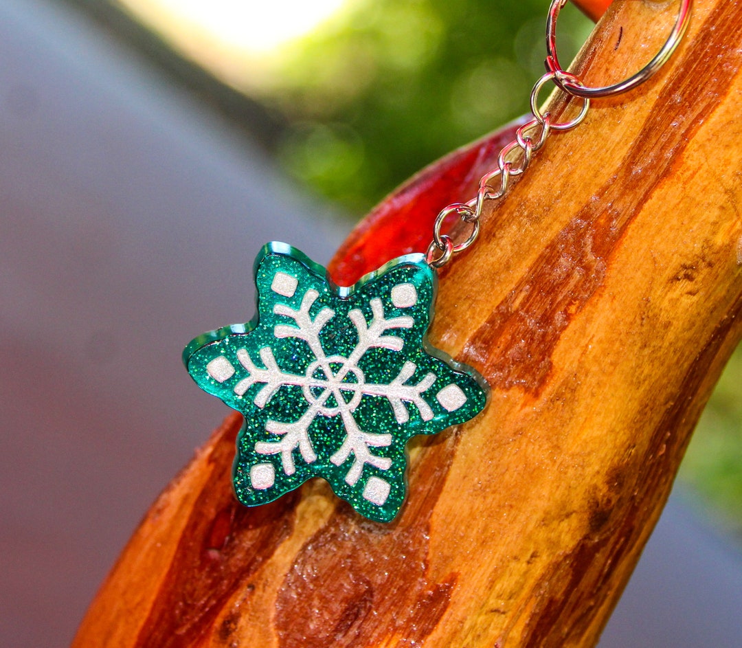 Snowflake Keychain Etsy