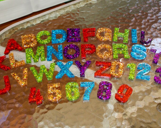 Glitter Rainbow Alphabet & Numbers Set - Etsy