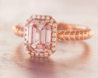 Peach Engagement Ring,Elegant Engagement Ring,Pink Cocktail ring,Rose Bridal Ring,Morganite Wedding Ring,Morganite Engagement Ring Rose Gold