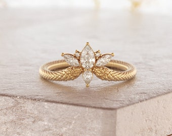 Snake Wedding Ring, Ouroboros Wedding Ring, Diamond Wedding Ring, Witchy Ring, Wiccan Ring, Serpent Ring Gold,14k Gold Snake Ring