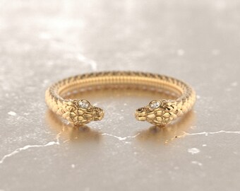 Dubbel ormring, antik ormring, wiccaring, wiccaring, ormring 14k guld, justerbar ormring, boho goth