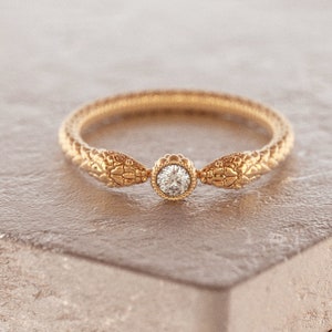 Snake Diamond Ring, Wiccan Ring, Witches Ring, 14k Gold Snake Ring, Dainty Snake Ring, Gothic Wedding Ring