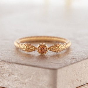 Snake Wedding Ring,Ouroboros Wedding Ring,Cognac Diamond Wedding Ring,Witchy Ring,Wiccan Ring,Serpent Ring Gold,14k Gold Snake Ring