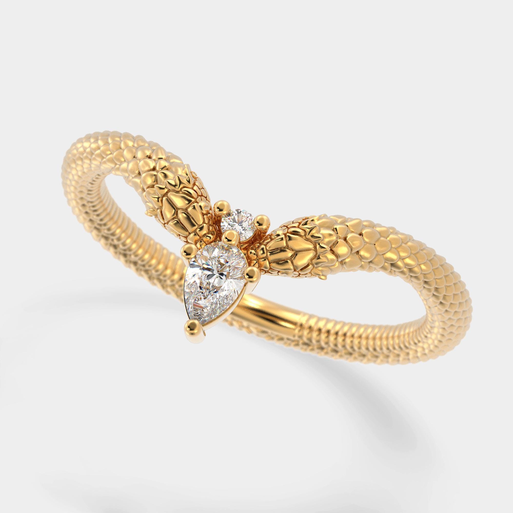 Double Snake Ring,Antique Snake Ring,Wiccan Ring,Wicca Ring,Snake Ring 14k Gold,Dainty Snake Ring,Gothic Wedding Ring,Natural Diamond Ring